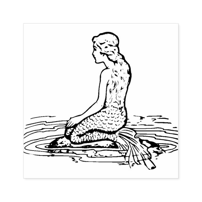 Vintage Mermaid Rubber-Briefmarke Gummistempel (Prägung)