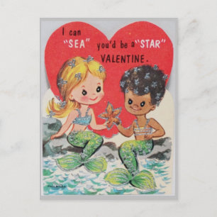 Vintage Mermaids Multi Racial Valentine Postkarte