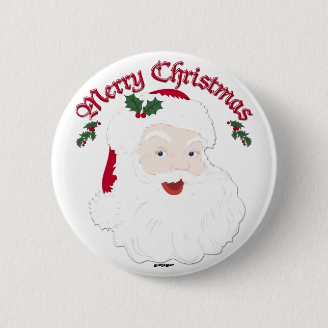 Vintage Merry Christmas Santa - Drehbuch Button (Vorderseite)