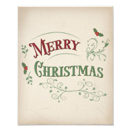 Vintage Merry Christmas Typography Fotodruck