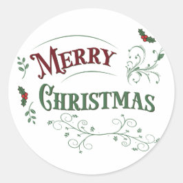 Vintage Merry Christmas Typography Runder Aufkleber