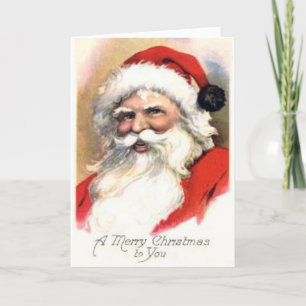 Vintage Merry Old Santa Weihnachtskarte Feiertagskarte