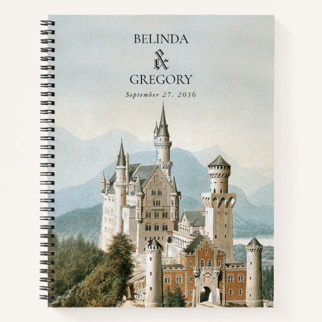 Vintage Messe Burg Rustikale Waldhochzeit Notizbuch (Vorderseite)