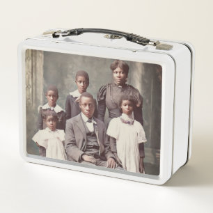 Vintage Metal Lunch Box Viktorianisch Black Family