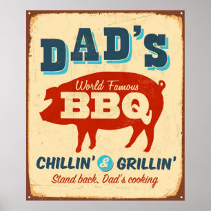 Vintage metal sign - Dad's BBQ Poster