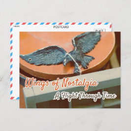 Vintage metallische Vogelfigur Postkarte
