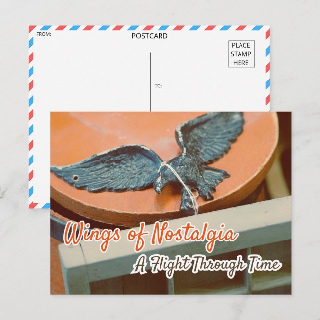 Vintage metallische Vogelfigur Postkarte (Vorne/Hinten)