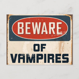 Vintage-Metallschild - Vorsicht vor Vampiren Postkarte