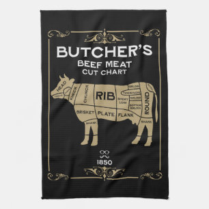Vintage Metzger Set Fleisch schneiden Geschirrtuch