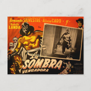 Vintage Mexican Masked Hero Lobby Cars Postkarte