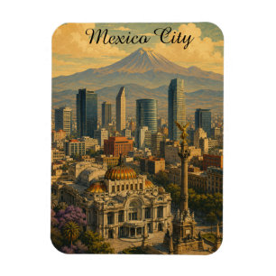 Vintage Mexico City CDMX Retro Reise Magnet