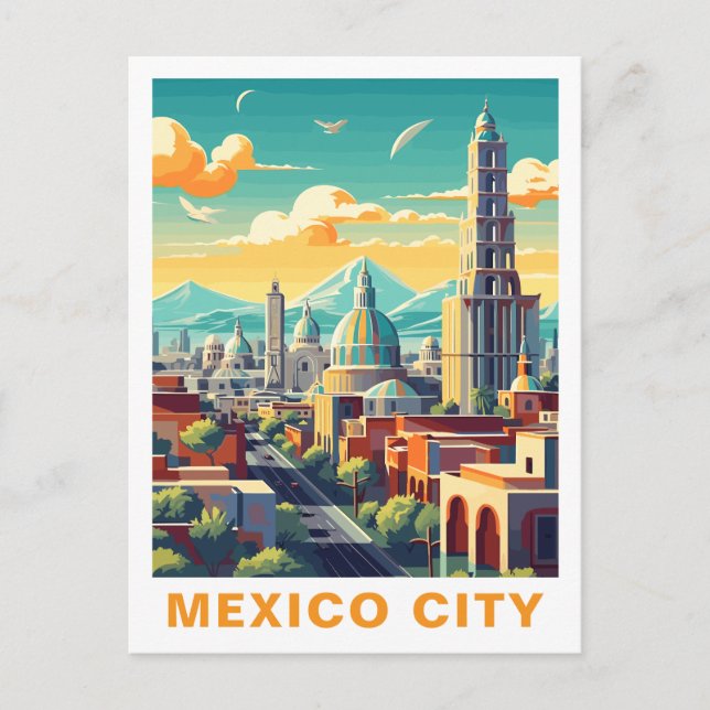 Vintage Mexico City, Mexico: Travel Postcard Postkarte (Vorderseite)
