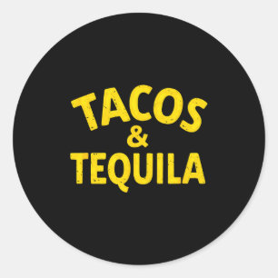 Vintage mexikanische Fiesta-Tacos & Trinken  Runder Aufkleber