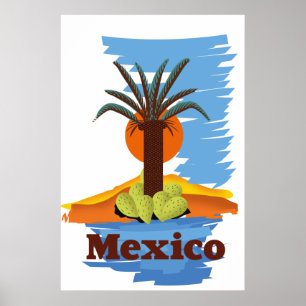Vintage mexikanische Palmen-Cartoon Poster