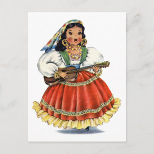 Vintage mexikanisches Mädchen in traditioneller Kl Postkarte