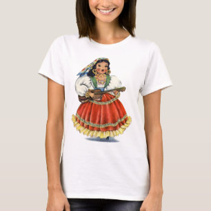 Vintage mexikanisches Mädchen in traditioneller Kl T-Shirt