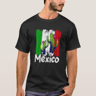 Vintage-Mexiko-Flagge Blumen Retro-Mexikanische-Fl T-Shirt