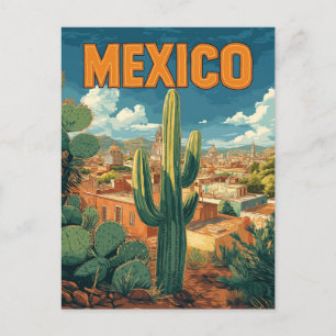 Vintage-Mexiko-Kaktus-Reise  Postkarte