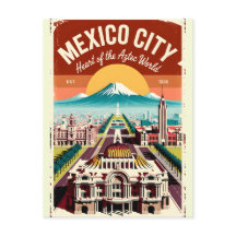 Vintage-Mexiko-Stadt-Illustration Retro-Reise