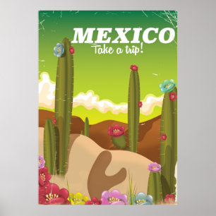 Vintage-Mexiko-Wüsten-Reiseposter Poster