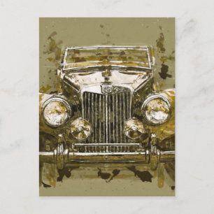 Vintage MG Sportwagen Postkarte