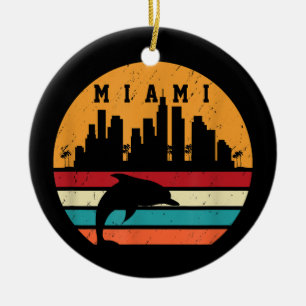 Vintage Miami 80er Jahre Delfin Silhouette Souveni Keramik Ornament