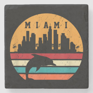 Vintage Miami 80er Jahre Delfin Silhouette Souveni Steinuntersetzer