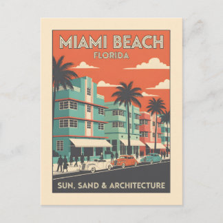 Vintage Miami Beach Florida Art Deco Travel Postkarte