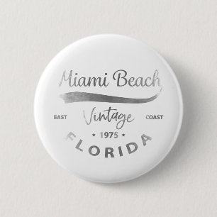 Vintage Miami-Beach-Florida-Logo Grau Button