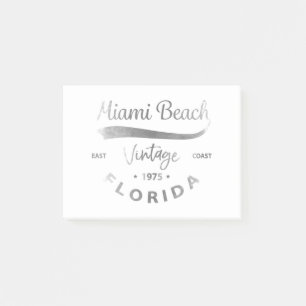 Vintage Miami-Beach-Florida-Logo Grau Post-it Klebezettel