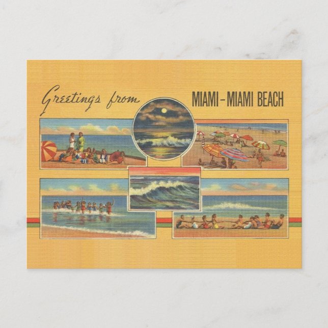Vintage Miami Beach Florida Postkarte (Vorderseite)