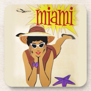 Vintage Miami Beach Getränkeuntersetzer