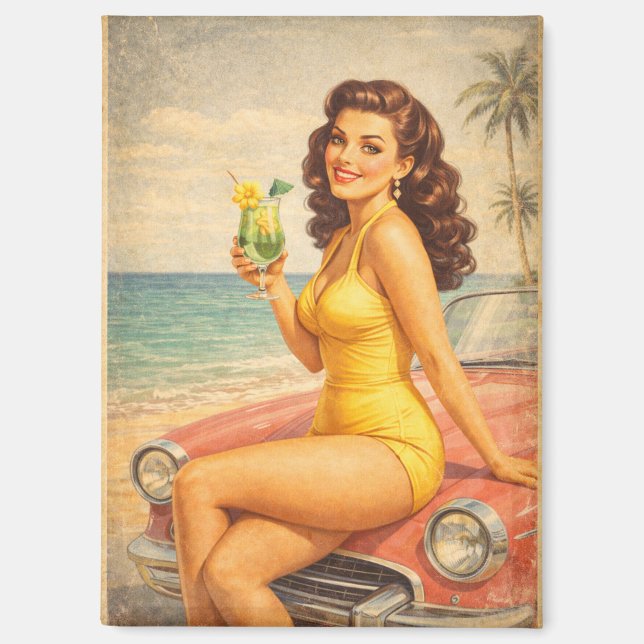 Vintage Miami Beach Pin-Up Girl Magnet  (Vorderseite)