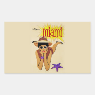 Vintage Miami Beach Rechteckiger Aufkleber