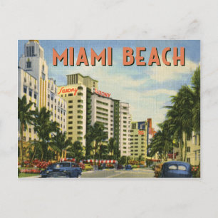 Vintage Miami Beach Street Szene Postkarte