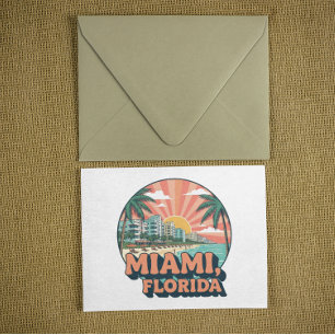 Vintage Miami Florida 80er Jahre Kunst Farbige Rei Postkarte