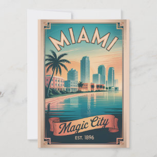 Vintage Miami Florida Magic City Retro Reise Feiertagskarte
