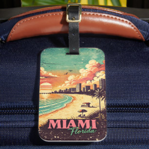 Vintage Miami Florida Reiseillustration Gepäckanhänger