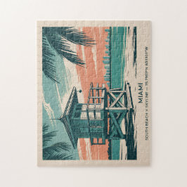 Vintage Miami Florida South Beach Skyline Travel Puzzle