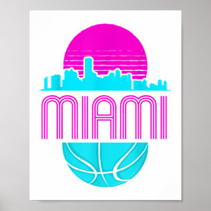 Vintage Miami Florida Stadtlandschaft Retro Basket Poster