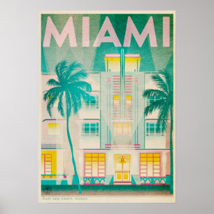Vintage Miami, Ocean Drive Reiseplakat Poster