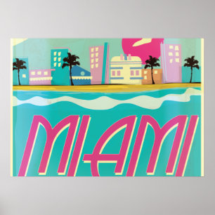 Vintage Miami-Plakat aus den 1980er Jahren Poster