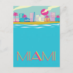 Vintage Miami-Reiseplakat aus den 1980er Jahren Postkarte