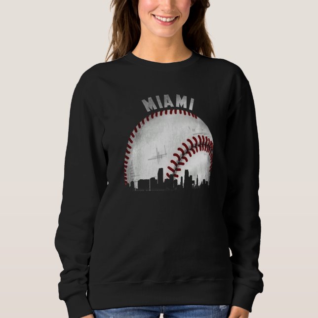 Vintage Miami Skyline City Baseball  1 Sweatshirt (Vorderseite)