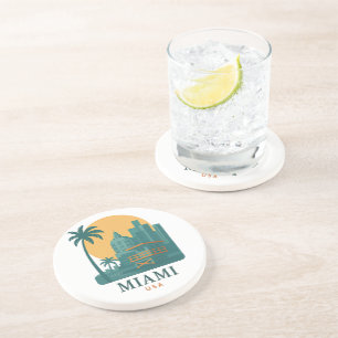Vintage Miami USA Untersetzer – Retro-Strand-Skyli