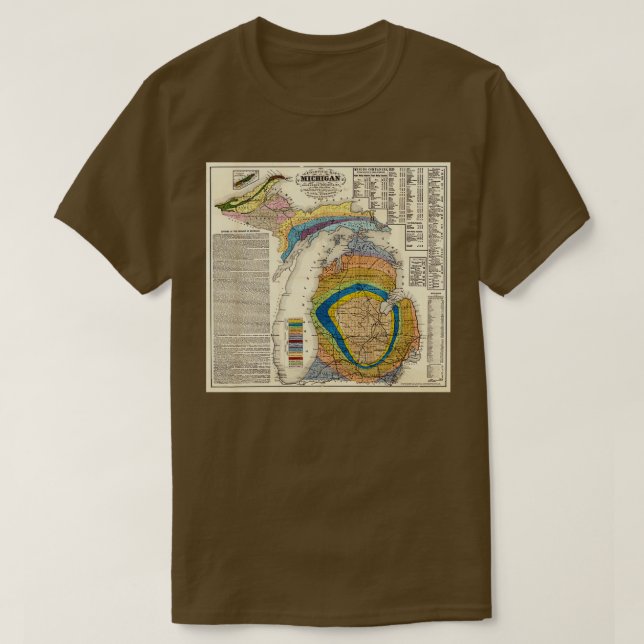 Vintage Michigan Geological Map 1865 T-Shirt (Design vorne)