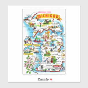 Vintage Michigan-Karte Aufkleber