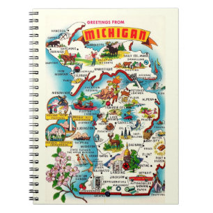 Vintage Michigan-Karte Notizblock