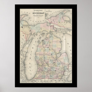 Vintage Michigan Karte Poster