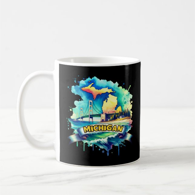 Vintage Michigan Map s - Retro us Staat Kaffeetasse (Links)